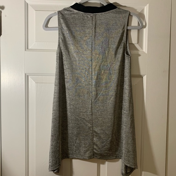 Philosophy metallic sleeveless tunic top silver & grey marled V-neck long flowy - Picture 3 of 13